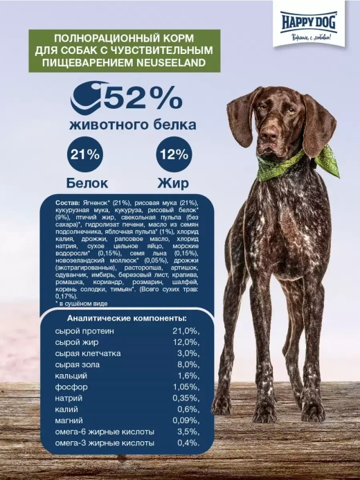 Happy Dog Supreme Neuseeland (Хэппи Дог Суприм) корм сухой для собак 12,5 кг.