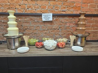 Дуэт шоколадных фонтанов 4 яруса, молочный и белый шоколад до 120 персон