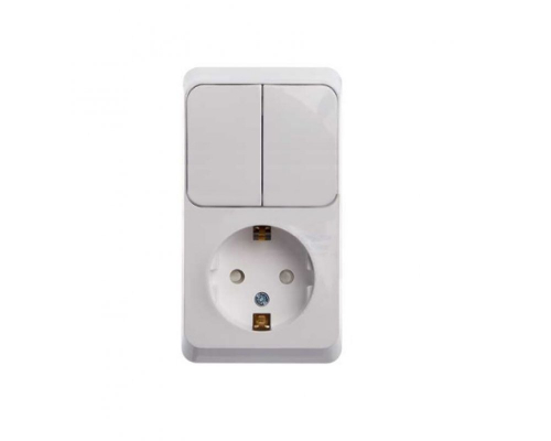 Блок Оп 2-кл вкл+роз с заземлением