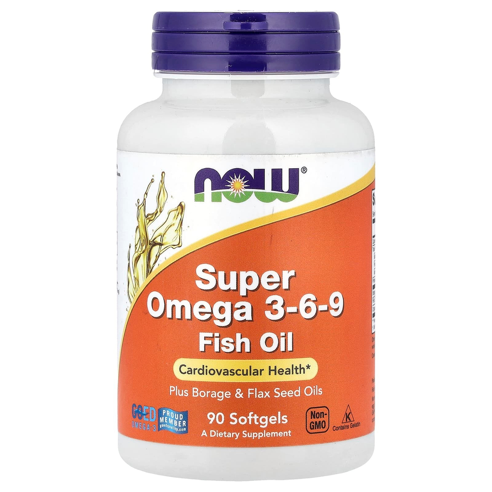 NOW Foods, Super Omega 3-6-9, рыбий жир, 90 мягких таблеток