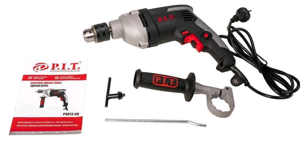 Дрель ударная PSB13-C8  (950Вт, мет. корпус редуктора,ключевой патрон 13мм, 0-3000 об/мин)  P.I.T.