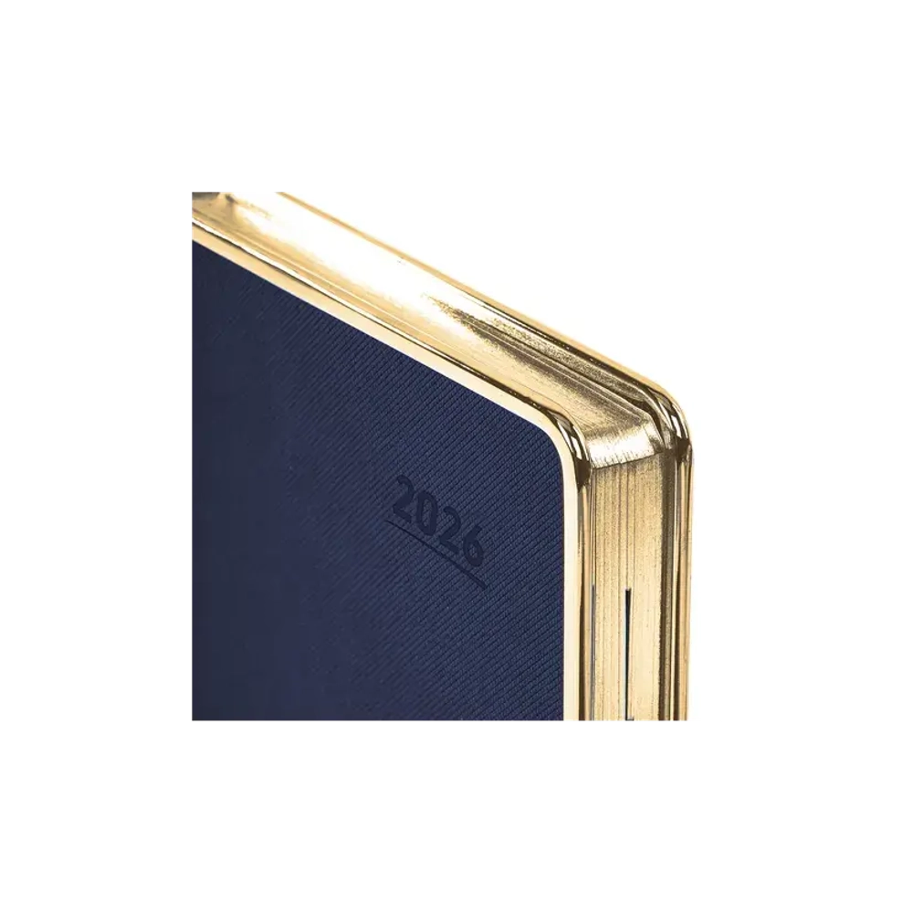 Ежедневник датированный 2026 А5 148х218 мм, GALANT "Infinity Gold", под кожу, темно-синий, 117503