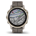 Спортивные наручные часы Garmin Fenix 6s Pro Solar золотистый с серым замшевым ремешком 010-02409-26
