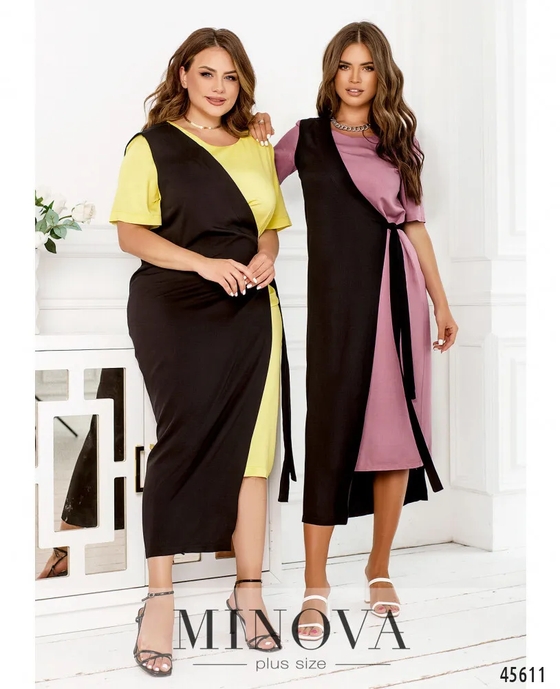 Платье 2288Б-лимонный-черный Minova