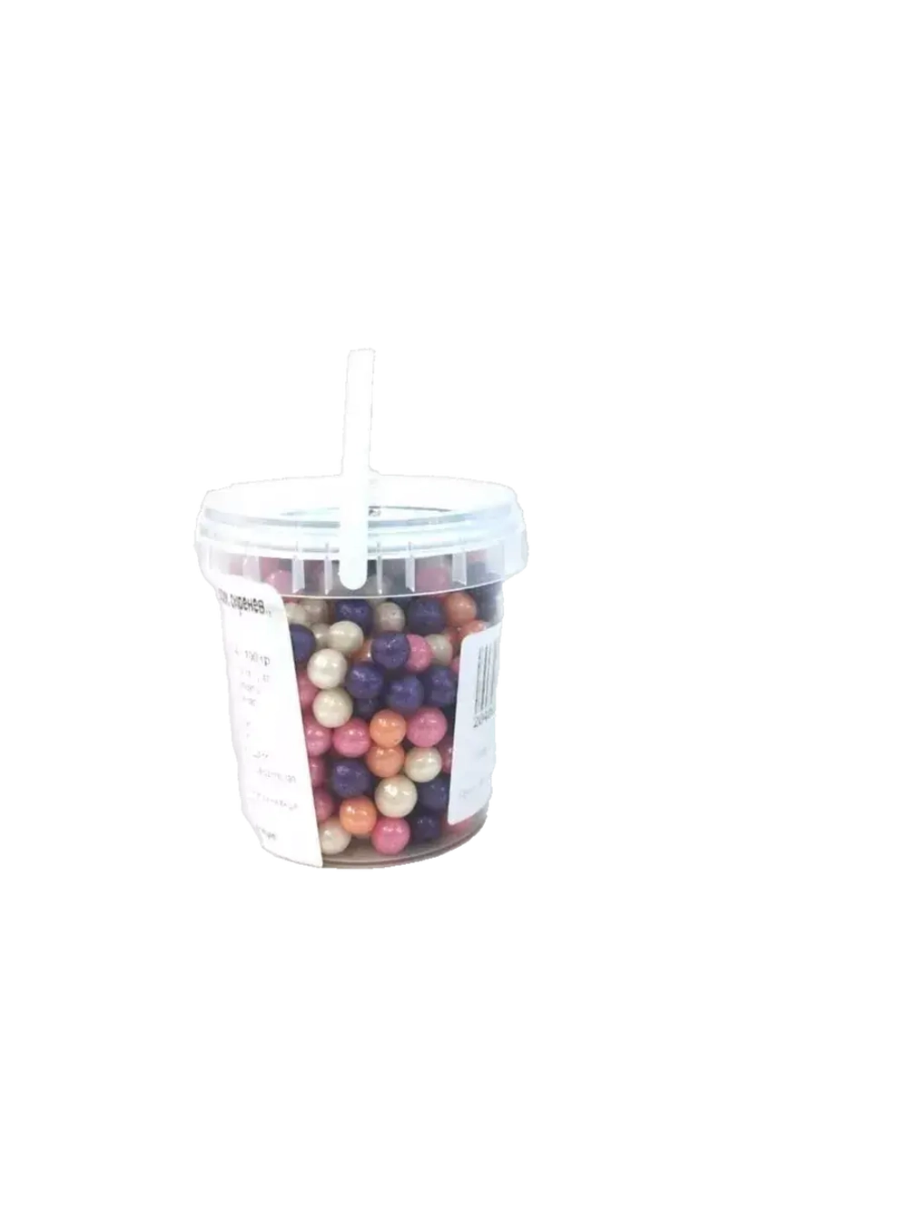 Шарики кранч Жемчуг персиковый, сиреневый, розовый, серебро 6-8мм  100 гр.