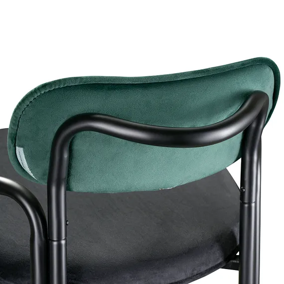 Полубарный стул Ror, Round, темно-зеленый/черный велюр