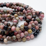 Бусины Родонит, диаметр 6,2 мм, цена за 30-31 шт (1/2 нити)