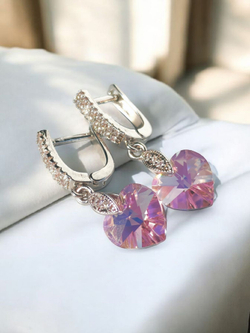 Серьги-сердечки с кристаллами Сваровски