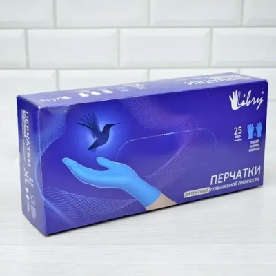 Перчатки латексные хозяйственные повышенной прочности Libry HR синие S 25 пар