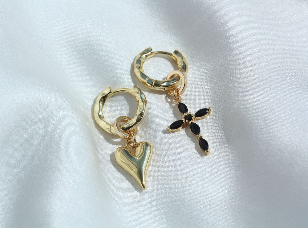 Серьги трансформеры Black Heart