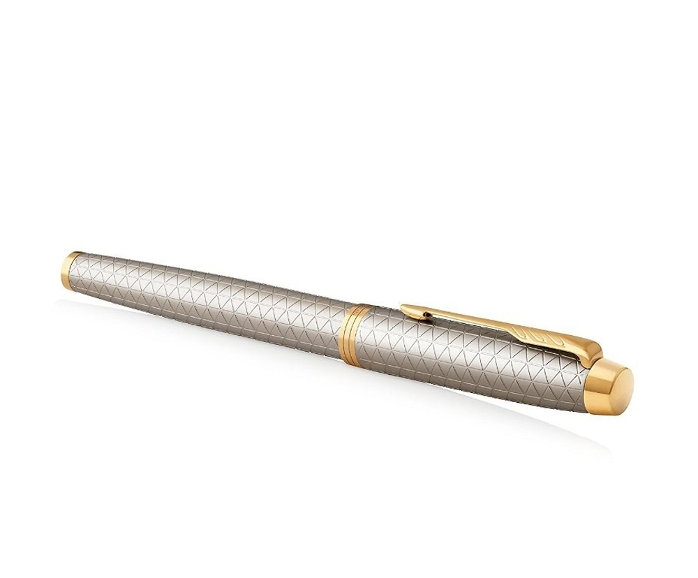 Ручка роллер Parker IM Premium Warm Silver (grey)  GT, стержень: F, цвет чернил: black, в подарочной упаковке.