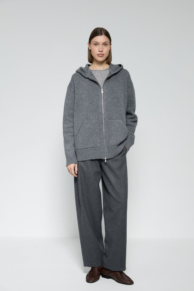Худи на молнии из объемной шерсти