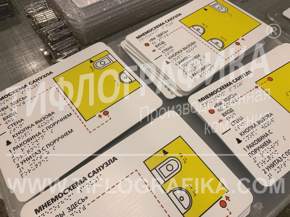 Тактильная мнемосхема санузла ПВХ 321х411х мм. Полноцветная