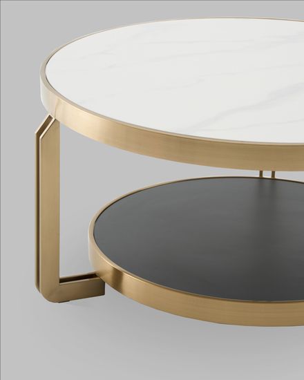 Журнальный столик Калисто 90*90 см светлая и темная керамика