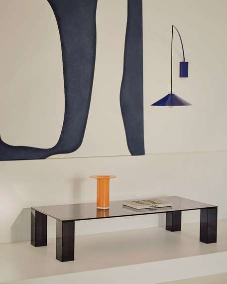 Журнальный столик Adularia, 140x60 см, закаленное стекло темно-серого цвета