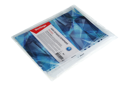 Папка-карман с перфорацией А4 прозрачная глянцевая 0.03мм BERLINGO 70шт/уп цена за уп.