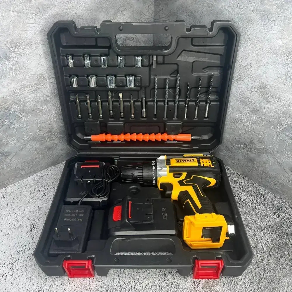DeWalt Дрель - шуруповерт аккумуляторная с набором бит и сверл 48В, 2 АКБ