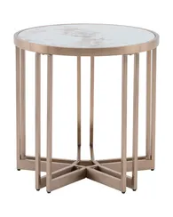 Журнальный столик Алиада 55х55 см светлая керамика сталь шампань