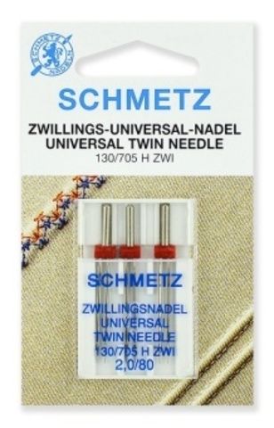 Иглы 24 Schmetz универсальные двойные 130/705H ZWI № 80/2.0 3 шт