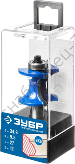 ЗУБР 34,9x29мм, радиус 9.5мм, фреза полустержневая с подшипником