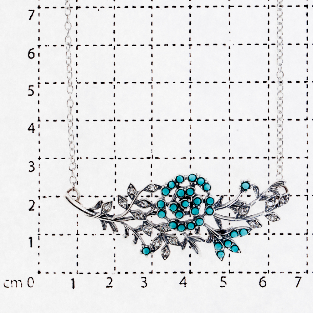 "Розалинта" колье в серебряном покрытии из коллекции "Бирюзовый сад " от Jenavi с замком карабин