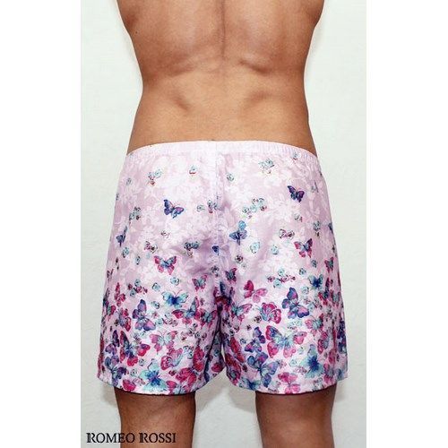 Мужские шорты домашние пурпурные с фиолетовыми бабочками Romeo Rossi Shorts RR00303