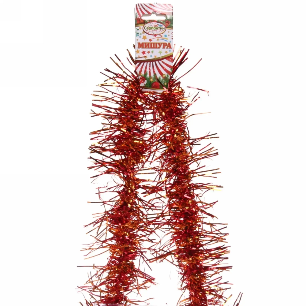 Мишура 2 м 9 см «Волшебные переливы», Красный/Золото