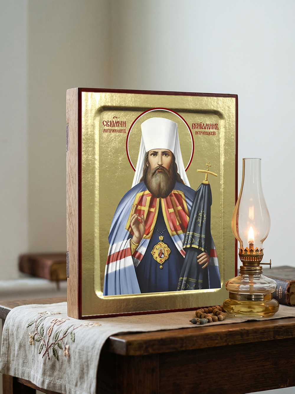 Икона Вениамина Петроградского, священомученика на дереве: 125 х 160 (Синопсисъ)