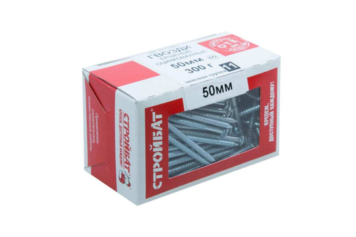 ГВОЗДИ ЕРШЕНЫЕ СТРОЙБАТ 50 ММ (БЕЛЫЙ ЦИНК 0,3 КГ)