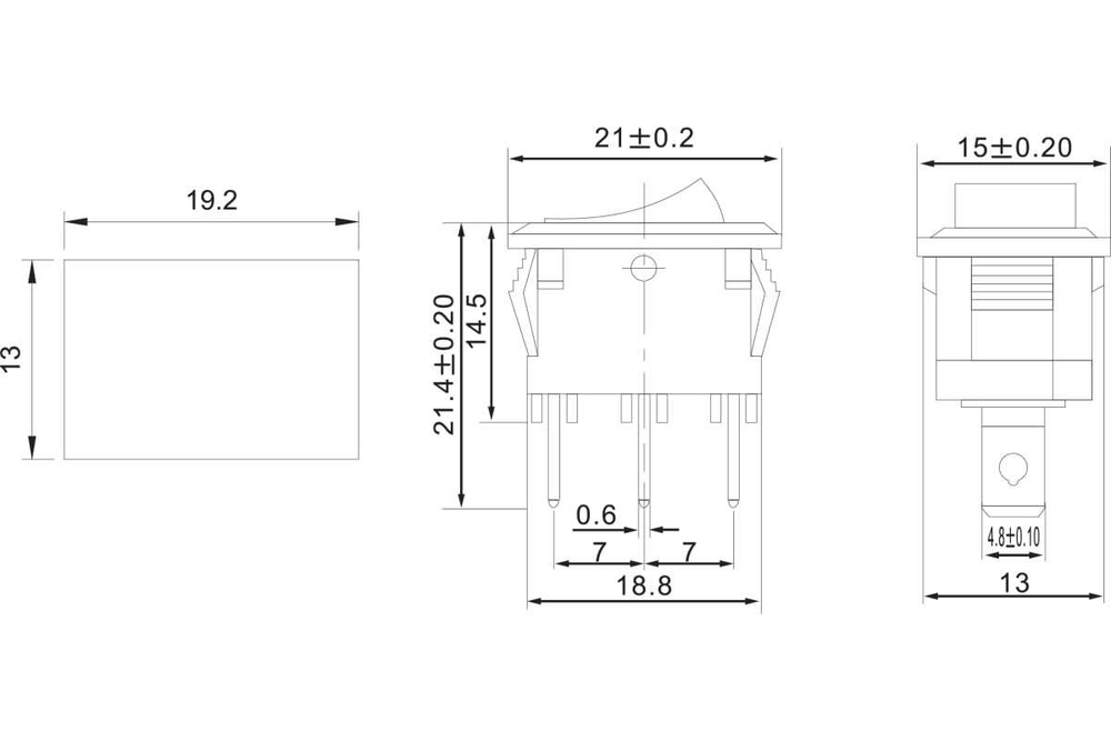 Клавишный переключатель REXANT 250v 6а (3с) on-on черный mini (rwb-202, sc-768) 36-2130