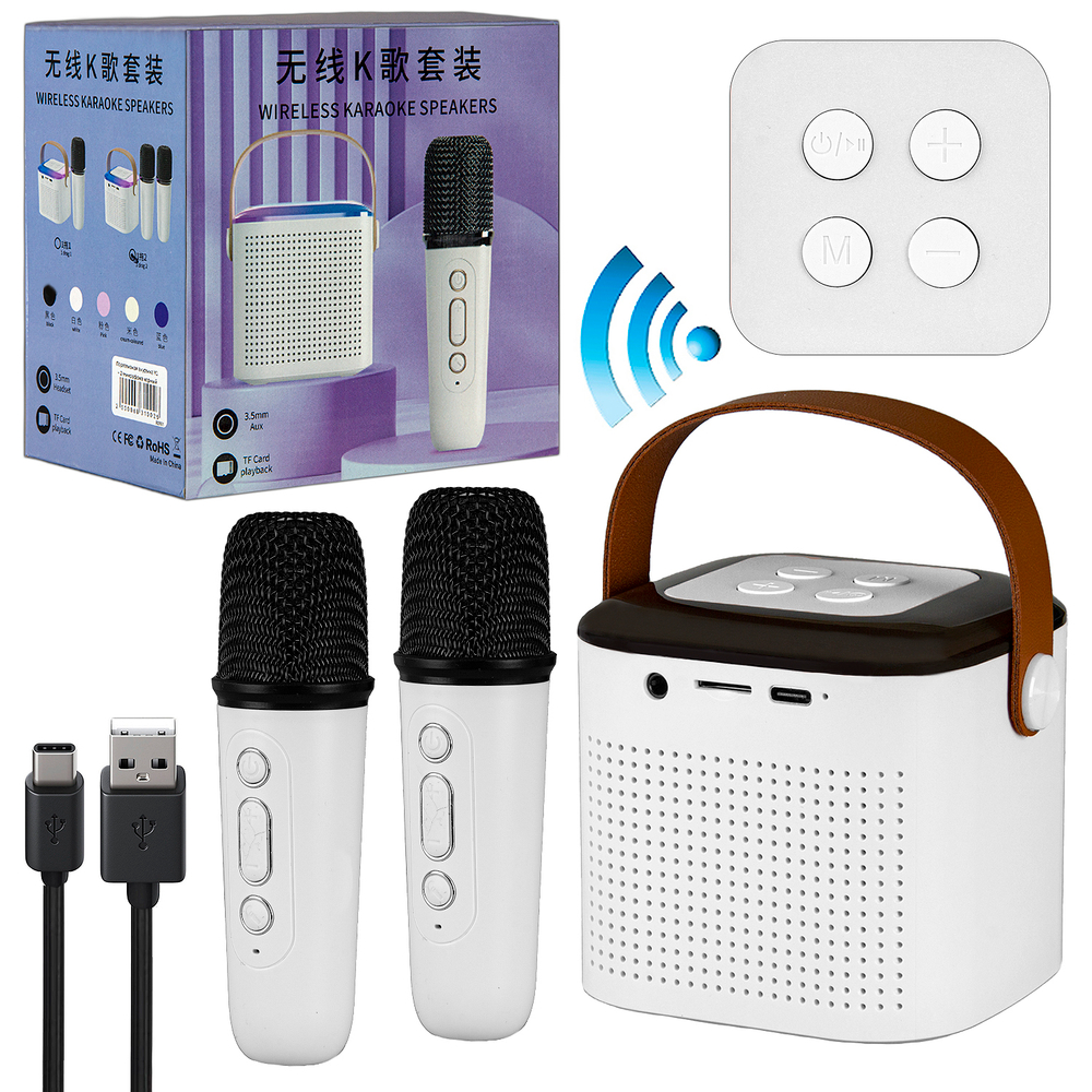 Колонка - Bluetooth Y1 + 2 микрофона (белый)