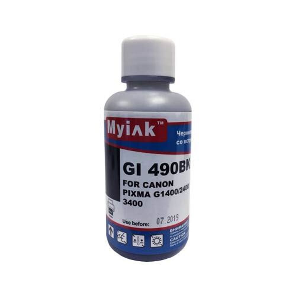 Чернила  для CANON (GI-490BK) PIXMA G1400/2400/3400 (100мл, black, Pigment) MyInk