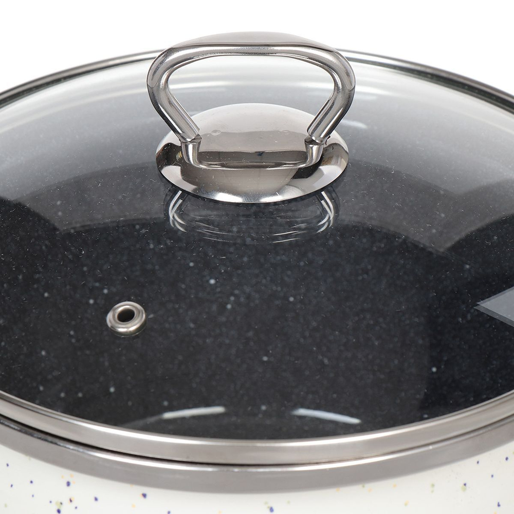 Кастрюля сталь, эмал, 1.5 л, с крыш, Сантэкс, Гранит цветной, 1-2415111, индукц