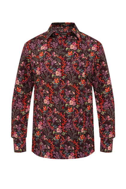 Рубашка бордовая с принтом «Кораллы»