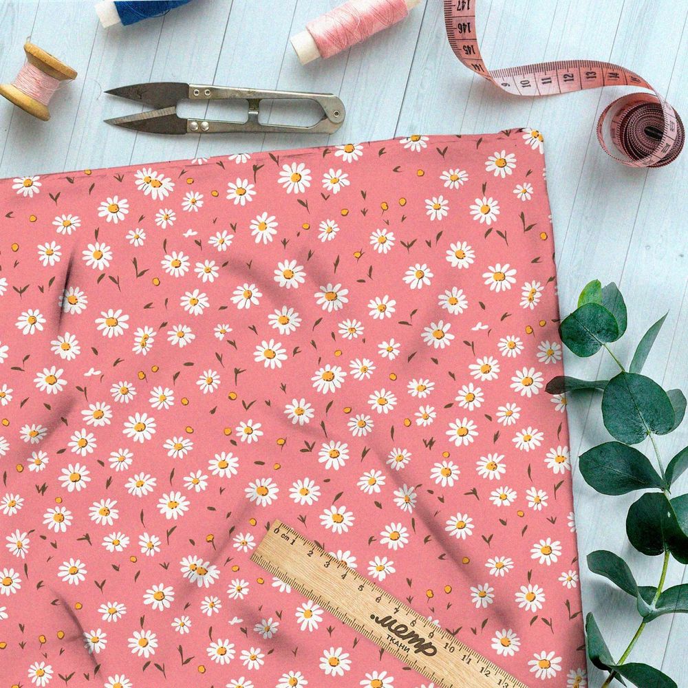 Ткань премиум мембрана мелкие ромашки