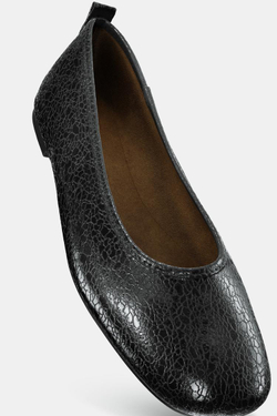 ZARA БАЛЕТКИ С ЭФФЕКТОМ КРАКЛЕ, ЧЕРНЫЙ