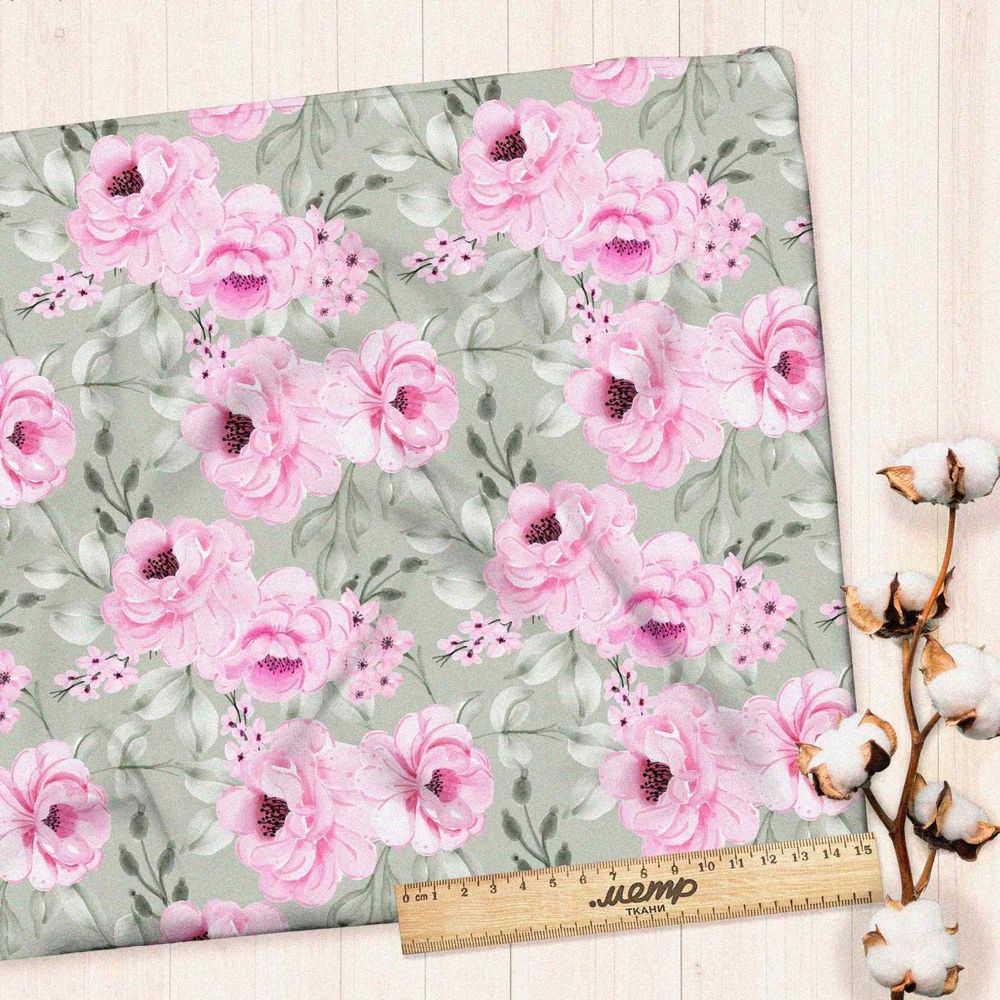 Ткань флис нежный букет