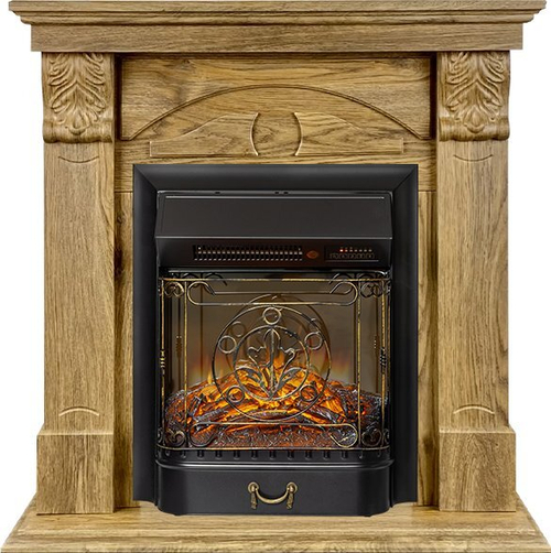 Каминокомплект Dublin (деревянный) RUSTIC (Разборный) - Дуб натуральный с очагом Majestic FX M Black RC