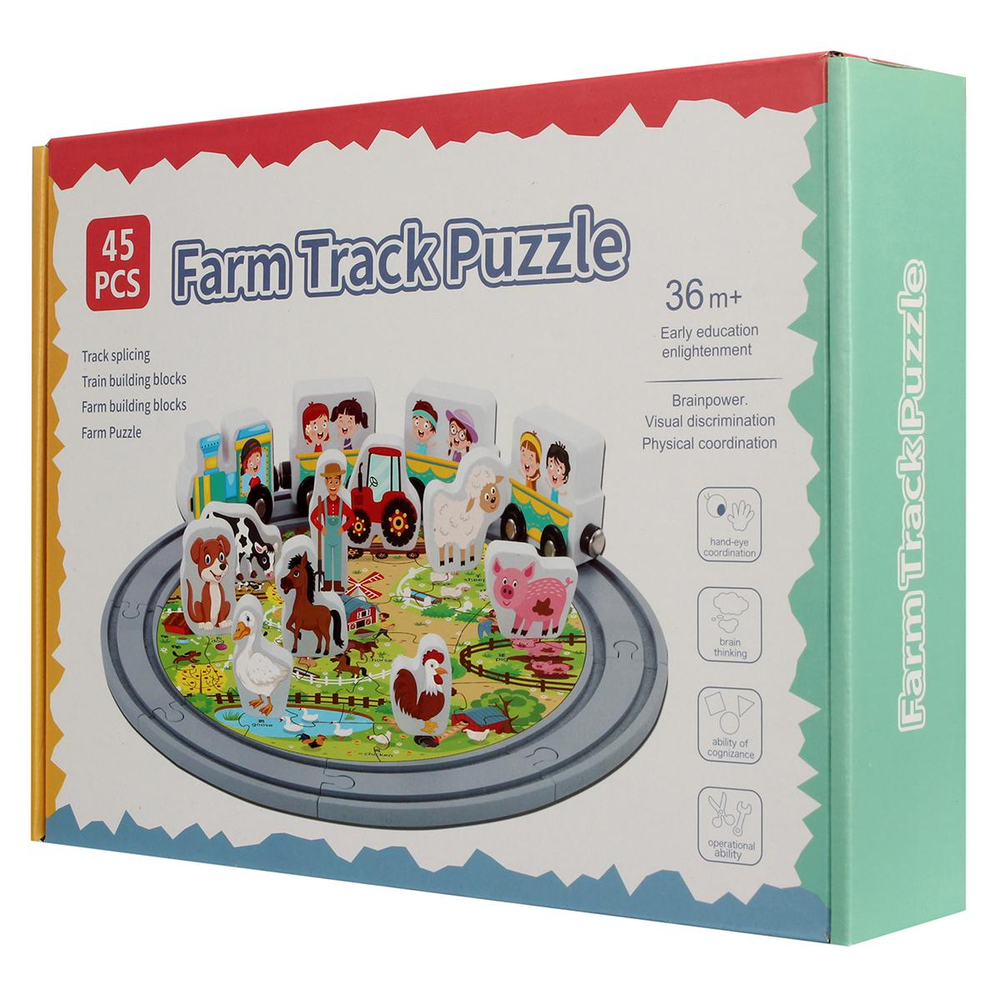 Развивающая игрушка Деревянная дорога 45 элементов, коробка C-41880