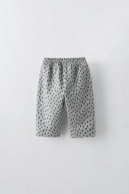 ZARA БРЮКИ С ПЯТНИСТЫМ ПРИНТОМ, ВЫЦВЕТШИЙ СИНИЙ