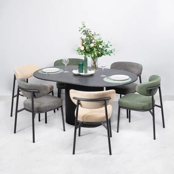 Стул Arvo бежевый шенилл с чёрными ножками