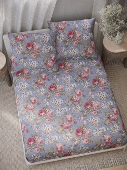 Постельное белье перкаль Сказка "Прохоровская роза" семейное Наволочка 50х70 см 2 шт Простынь на резинке 160x200 см Пододеяльник 145x215 см 2шт