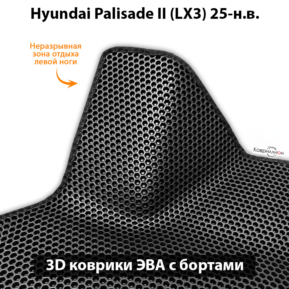 Автомобильные коврики ЭВА с бортами для Hyundai Palisade II (LX3) 25-н.в. Бензин, 7 мест на 2 ряда