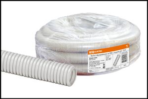 Труба гофрированная ПВХ d 32 с зондом (50 м) легкая 350Н серая TDM SQ0401-0004