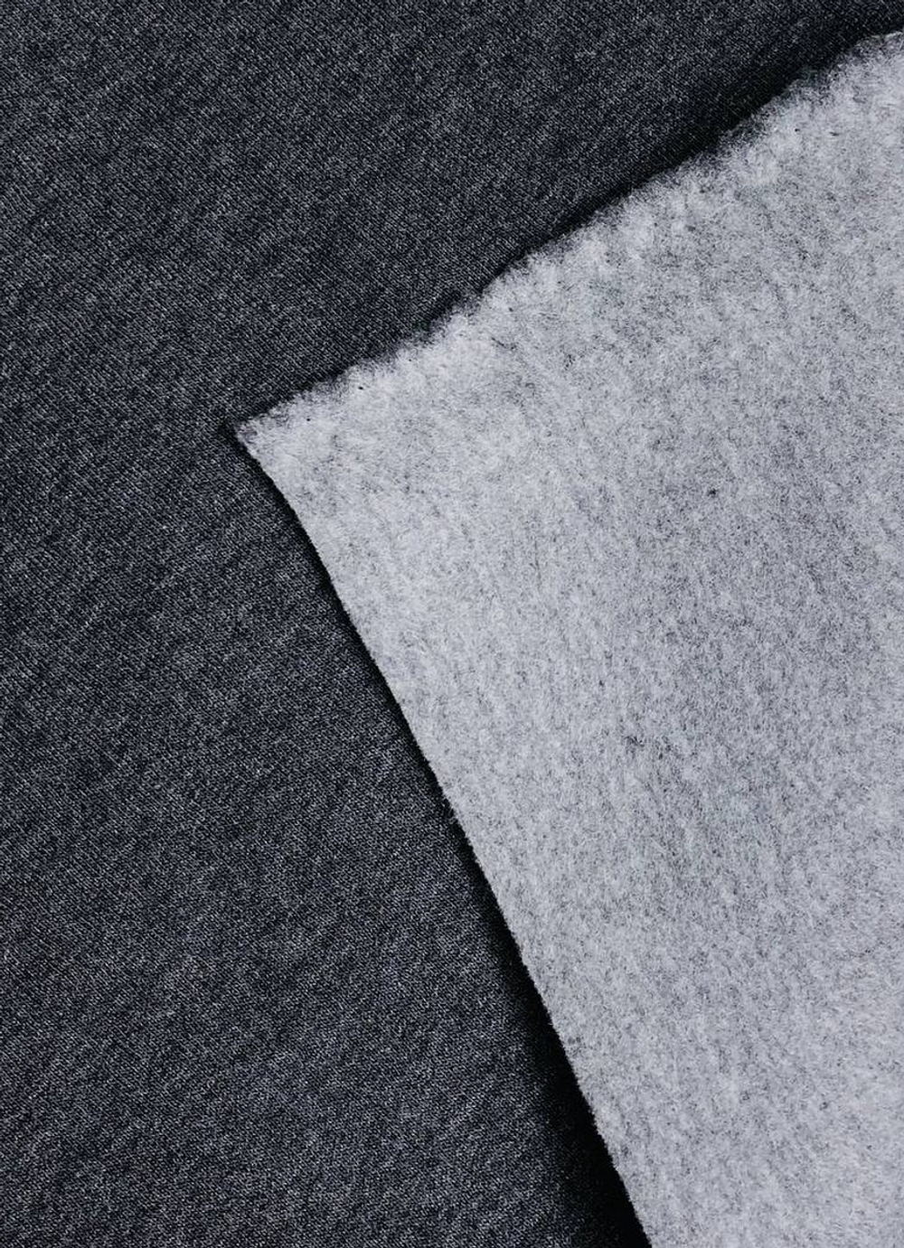 Футер антрацит меланж,пенье,3х нитка,начес,г/к