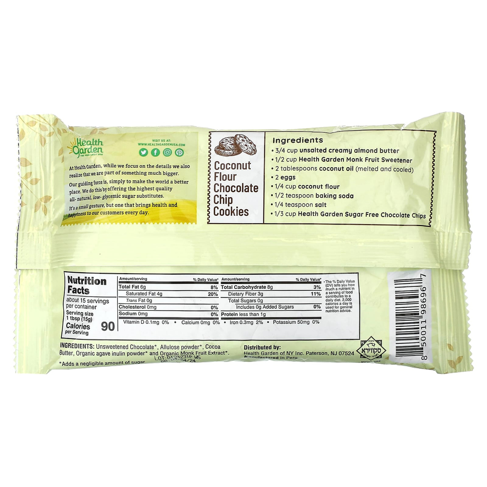 Health Garden, шоколадная крошка, без сахара, 227 г (8 унций)