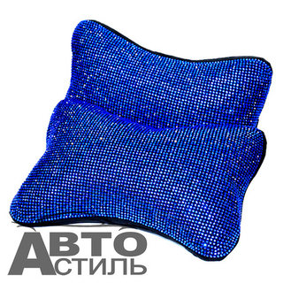 Подушки на подголовник Coolpart - DIAMOND (2шт) - P20-BLU - Замша синий +Стразы