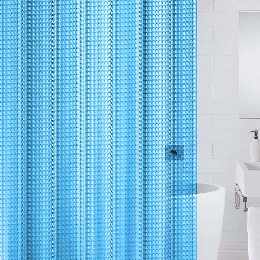 Штора для ванной 180*180см, EVA, 3D голубой
