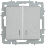 BRITE Выключатель 2-клавишный с индикацией для отелей 10А ВС10-2-9-БрА алюминий IEK