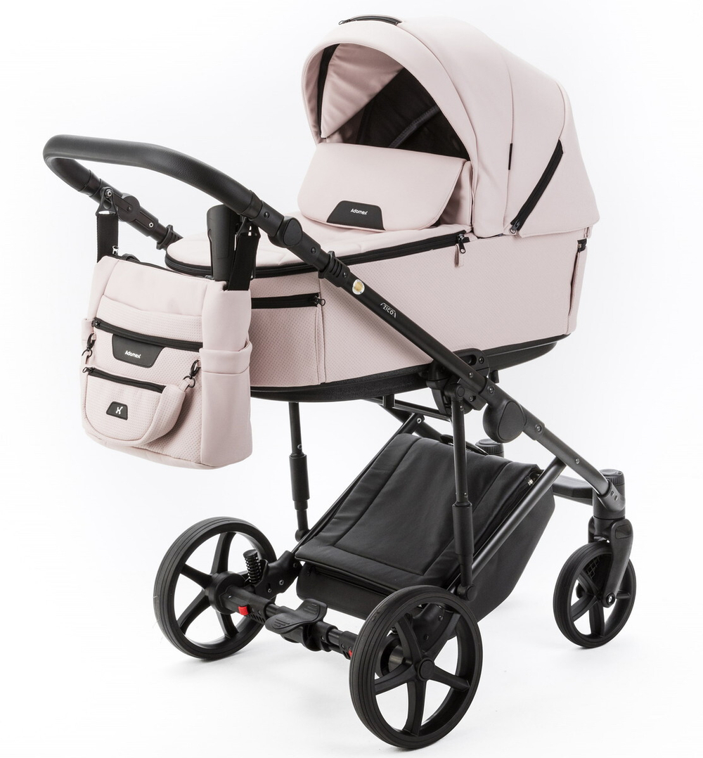 Детская коляска Adamex Zico Deluxe New 2 в 1 ZN-SA15 СВЕТЛО-РОЗОВАЯ КОЖА